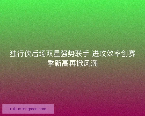 独行侠后场双星强势联手 进攻效率创赛季新高再掀风潮